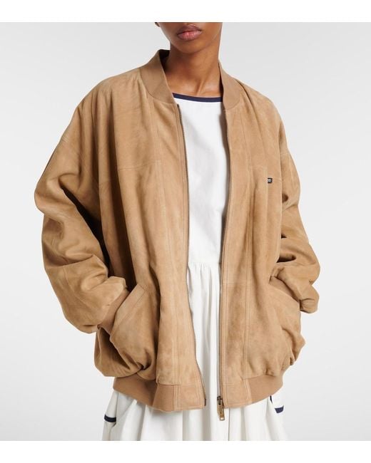 Prada Natural Suede Bomber Jacket