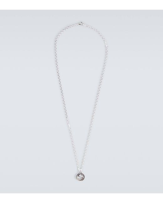 Gucci White Interlocking G Sterling Silver Necklace for men
