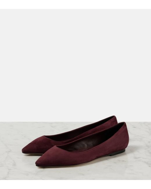 Jimmy Choo Red Romy Suede Ballet Flats