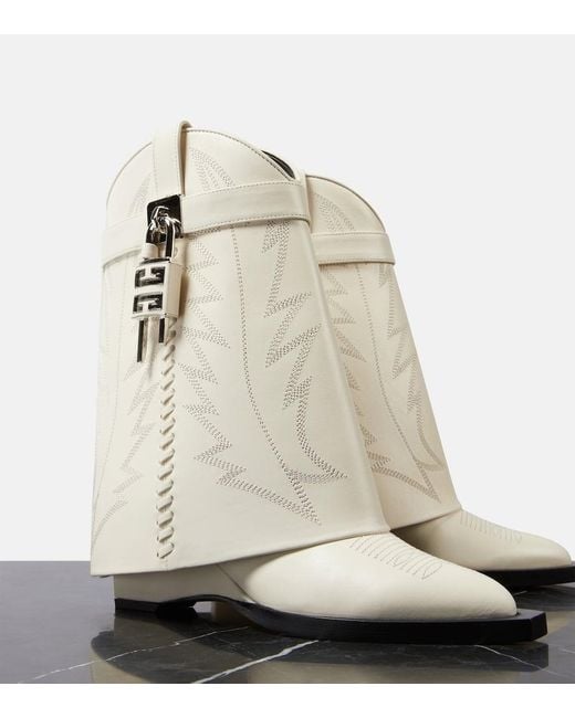 Stivaletti Shark Lock Cowboy in pelle di Givenchy in Natural