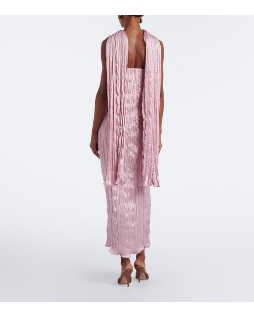 Posse Pink Esme Scarf-Detail Satin Maxi Dress