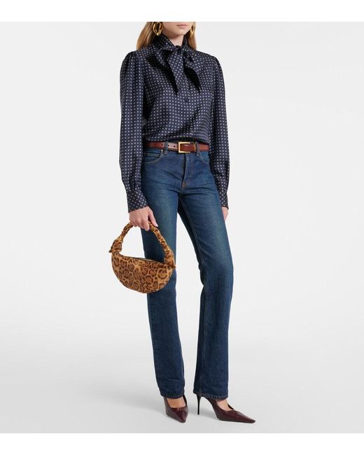 Saint Laurent Brown Amalia Mini Calf Hair Top-Handle Bag