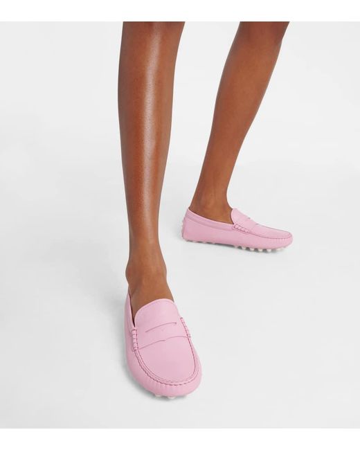 Tod's Pink Gommino Macro Leather Moccasins