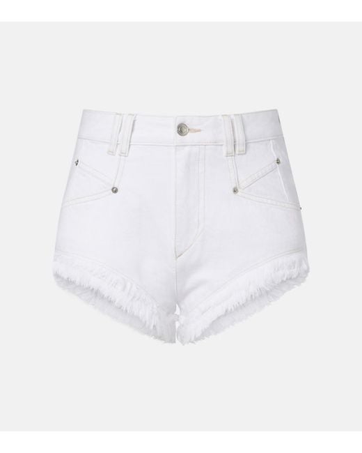Isabel Marant White Eneidala Denim Shorts