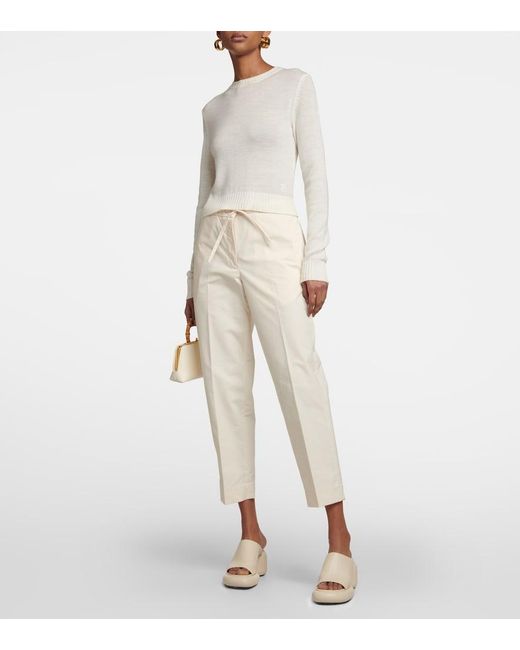 Jil Sander Natural High-Rise Cotton Pants