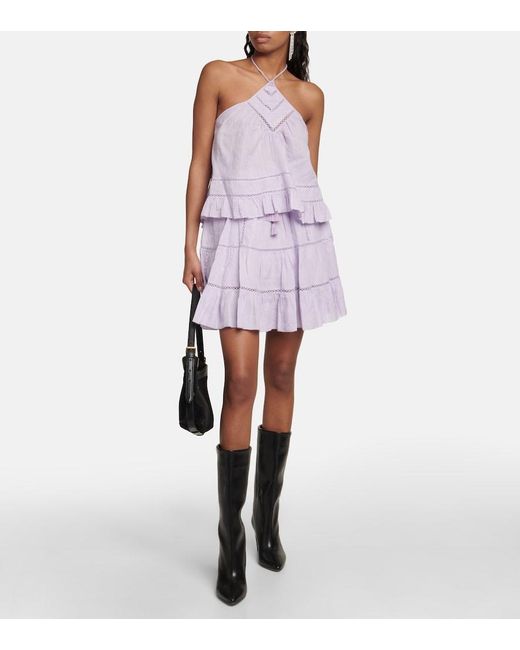 Isabel Marant Purple Lioline Cotton-Blend Miniskirt