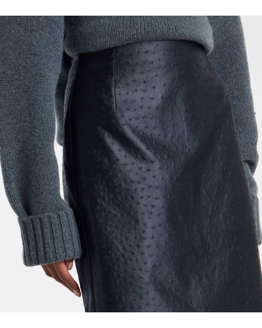 Rohe Black Embossed High-Rise Midi Skirt