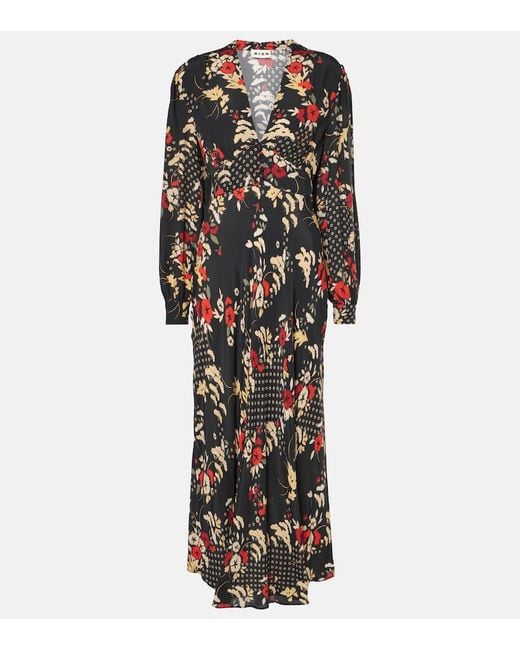 Robe Longue Trula A Fleurs Rixo en coloris Black