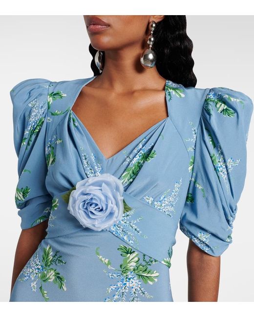 Rodarte Blue Floral Silk Cocktail Dress
