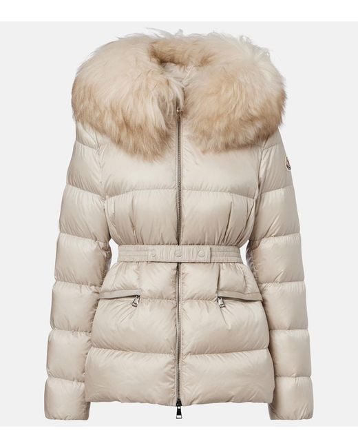 Moncler Natural Boed Shearling-Trimmed Down Jacket