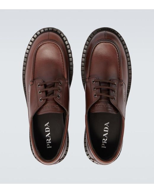 Prada Brown Leather Loafers for men