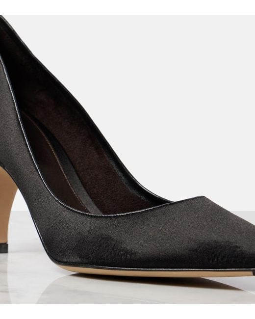The Row Black Liisa Satin Pumps