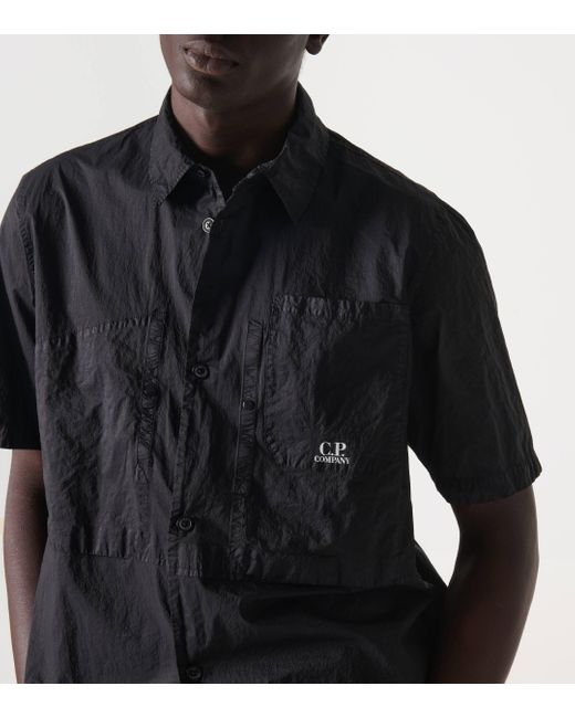 C P Company Black Light Microweave Laminated Shirt for men