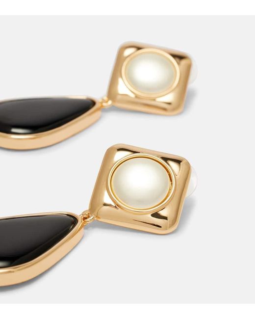 Self-Portrait Black Plated Drop Earrings
