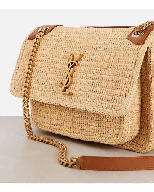 Saint Laurent Natural Niki Medium Raffia Shoulder Bag