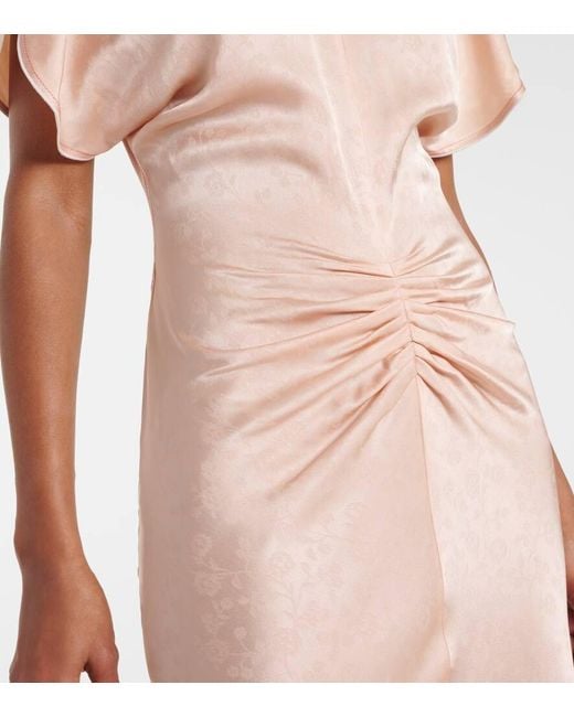 ワンピース VICTORIA BECKHAM LIGHT PINK DAMASK DRESS WITH GATHERING Victoria Beckham Light Damask Dress With Gathering in Pink