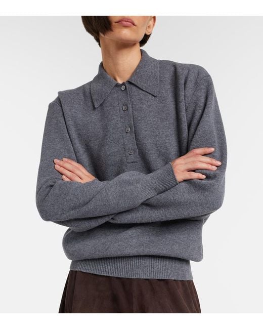 Rohe Gray Wool And Cashmere Polo Sweater