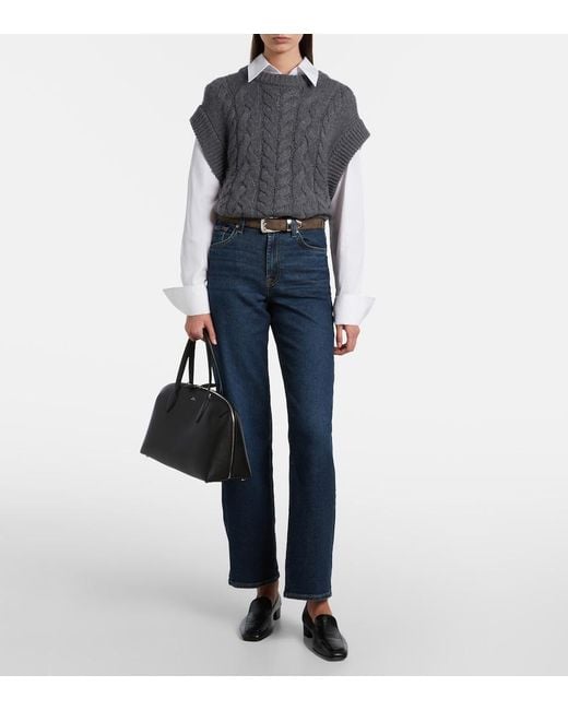7 For All Mankind Blue Stovepipe Straight Mid-Rise Straight Jeans