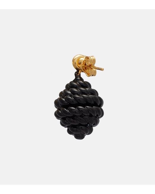 Totême Black Rope-Plated Enamel Drop Earrings