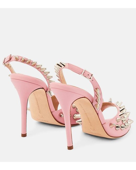 Alessandra Rich Pink Embellished Leather Sandals