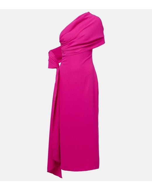Marmar Halim Pink Caped Silk Crepe Cocktail Dress