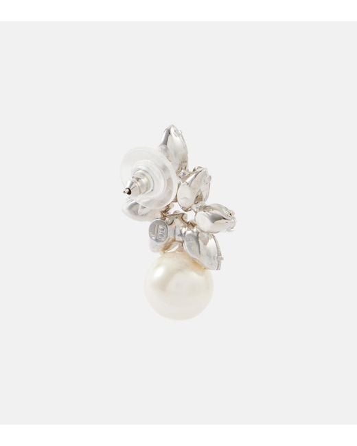 Jennifer Behr White Liza Embellished Faux Pearl Earrings