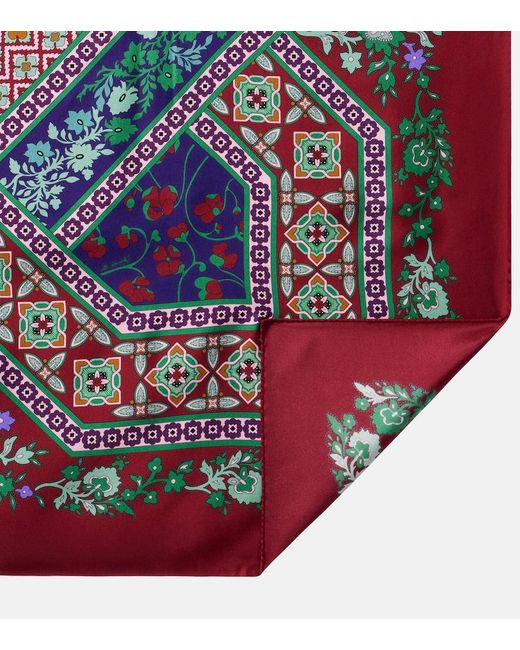 LaDoubleJ Blue Printed Silk Twill Scarf