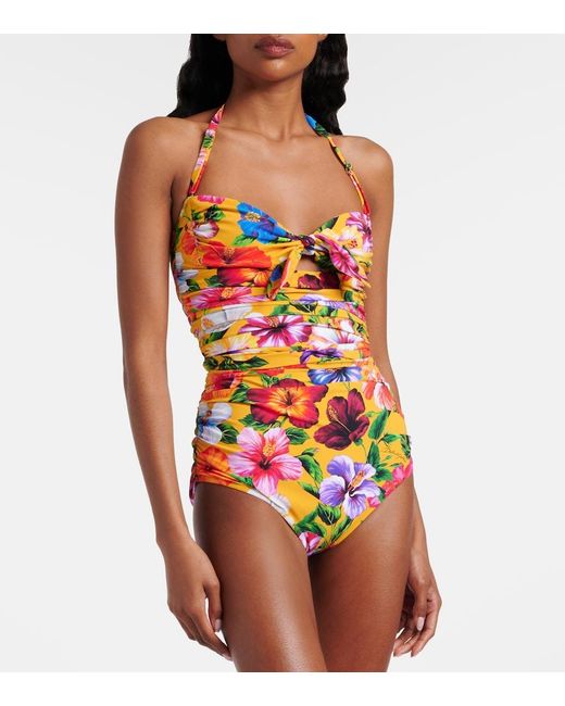 Dolce & Gabbana White Floral Cutout Swimsuit