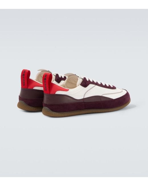 McQueen Red Ec1 Suede-Trimmed Leather Sneakers for men