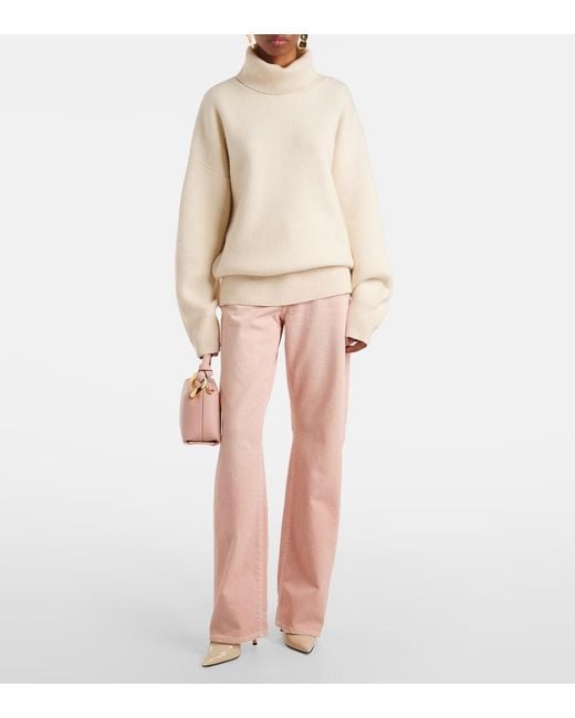 7 For All Mankind Pink Tess High-Rise Straight Jeans