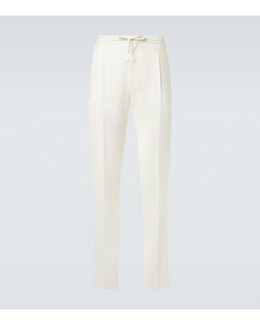 Lardini White Virgin Wool Tapered Pants for men