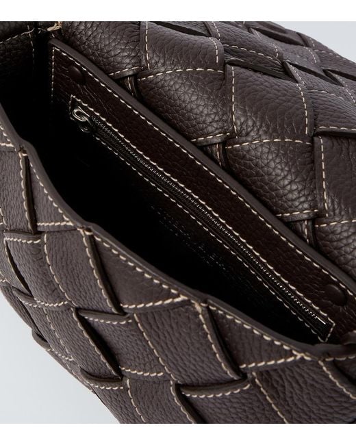Bottega Veneta Black Diago Intreccio Leather Crossbody Bag for men