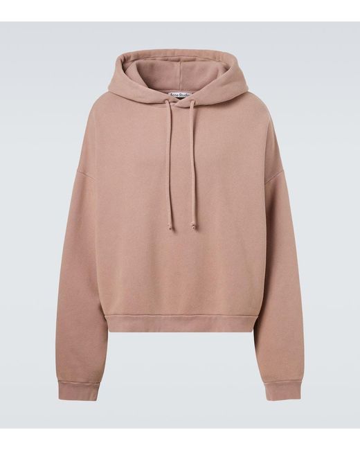Acne Pink Logo Cotton Hoodie for men