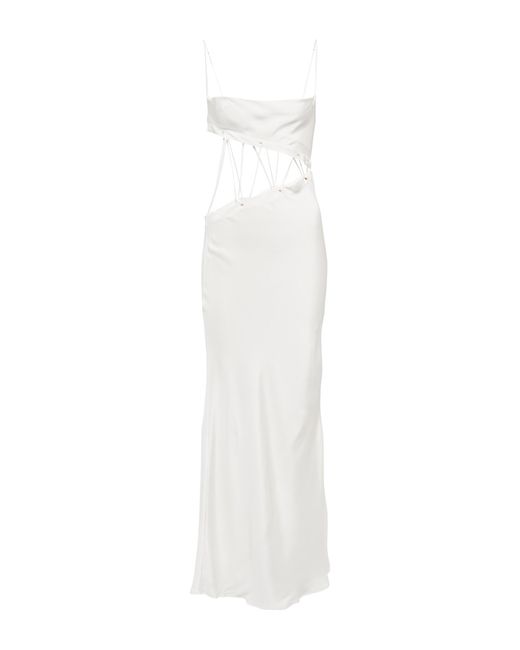 Christopher Esber Cutout Silk Faille Maxi Dress in White | Lyst