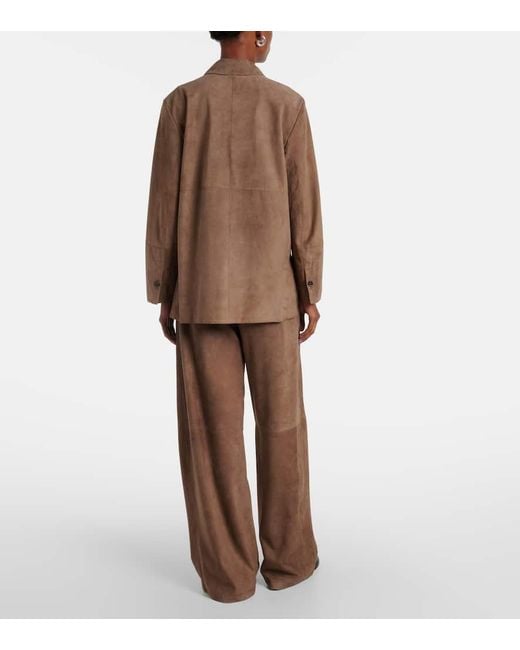 Max Mara Brown Hemdjacke Estate Aus Veloursleder