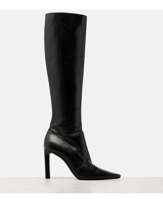 Saint Laurent Black Francoise 95 Leather Knee-High Boots
