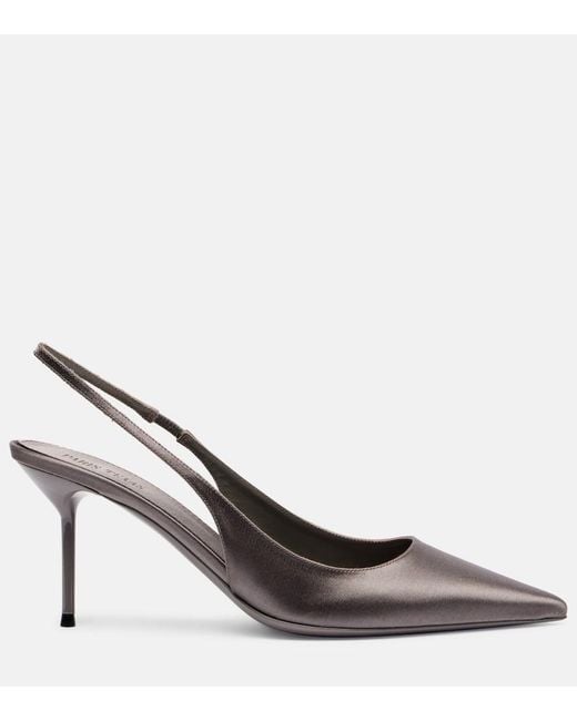 Paris Texas Metallic Lidia 70 Satin Slingback Pumps