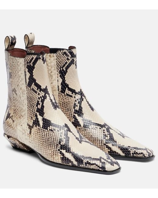 Paris Texas Natural Bettina Snake-Print Ankle Boots