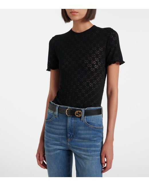 Gucci Black Pullover Gg Aus Devore