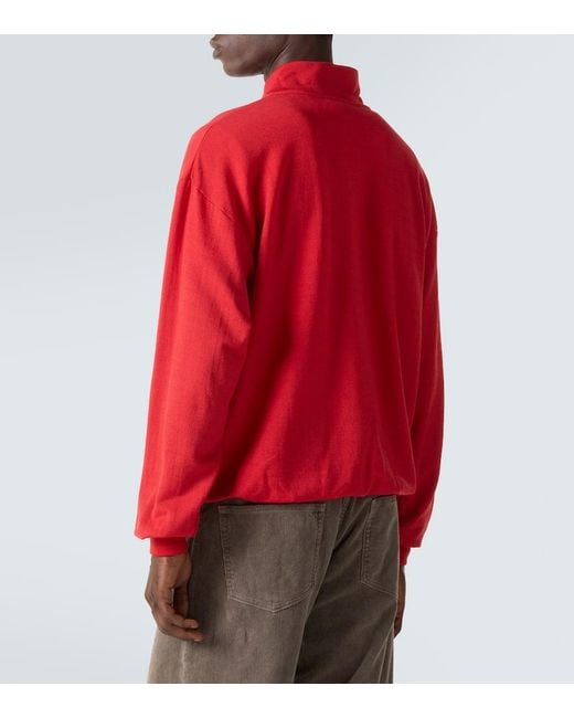 AURALEE Wool-Blend Half-Zip Sweatshirt in Red for Men | Lyst