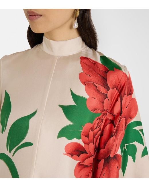 LaDoubleJ Multicolor Magnifico Floral Silk Twill Maxi Dress