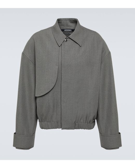 Jacquemus Gray Wool Trench Bomber Jacket for men