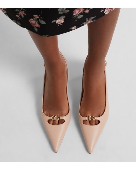 Dolce & Gabbana Pink Lollo Dg Leather Slingback Pumps