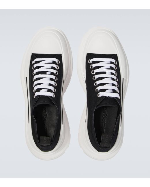 Alexander McQueen White Tread Slick Canvas Platform Sneakers for men
