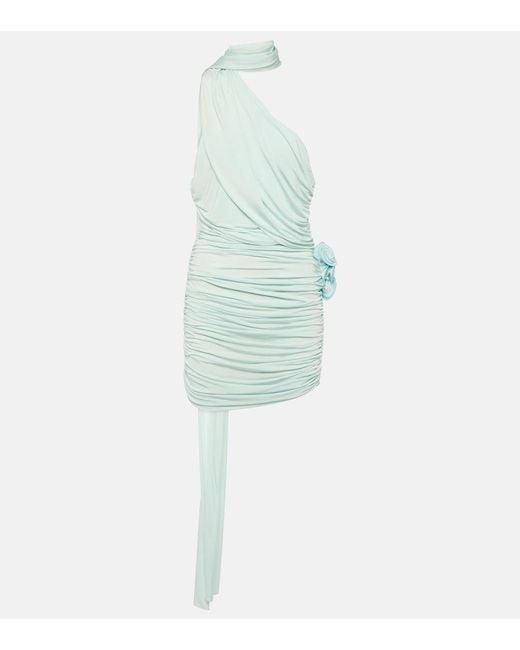 Magda Butrym Green Scarf-Detail Ruched Jersey Minidress