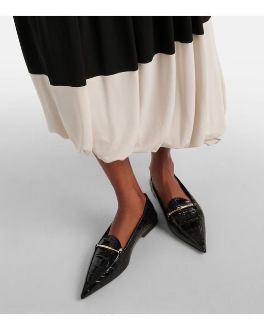 Victoria Beckham Black Morsetto Croc-Effect Leather Loafers