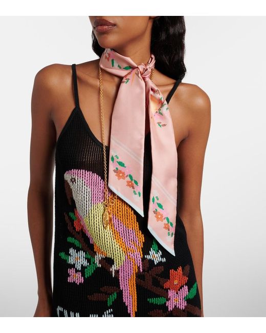 Chloé Pink Printed Silk Scarf