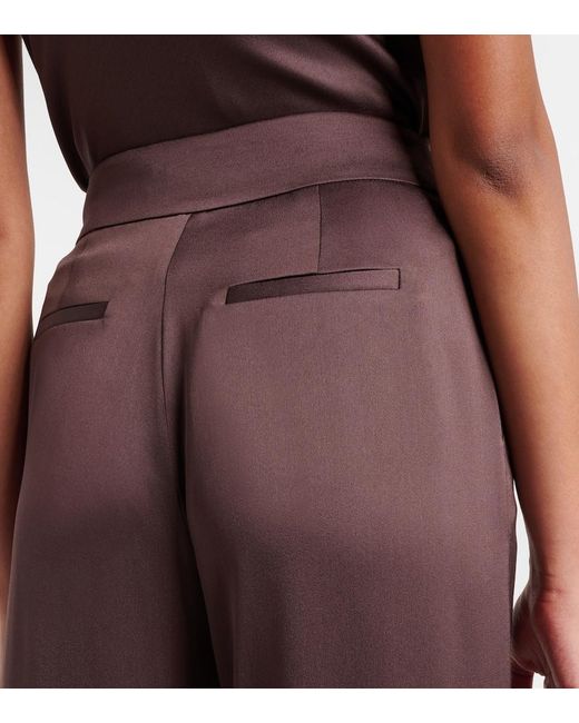 Jonathan Simkhai Brown Kyra High-Rise Satin Wide-Leg Pants