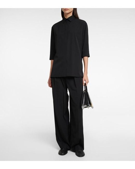 The Row Black Elada Wool-Blend Shirt