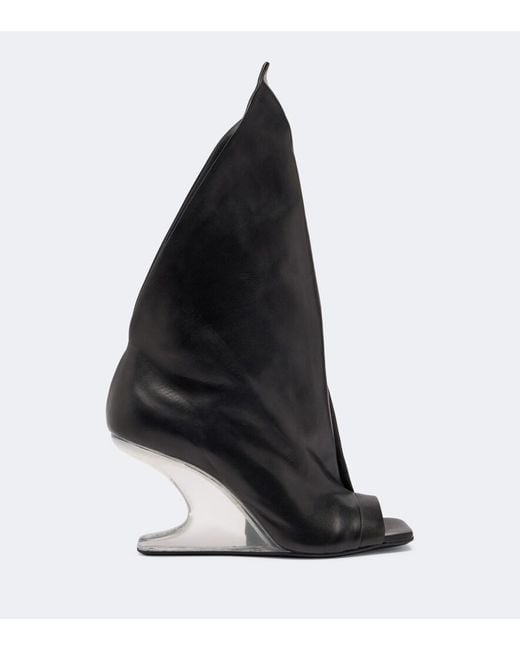 Rick Owens Black Cantilever Leather Mid-Calf Boots